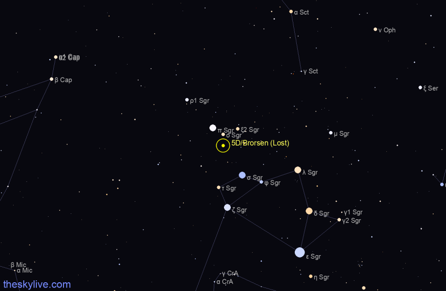 Finder chart of 5D/Brorsen (Lost) in Sagittarius on April,28 2024