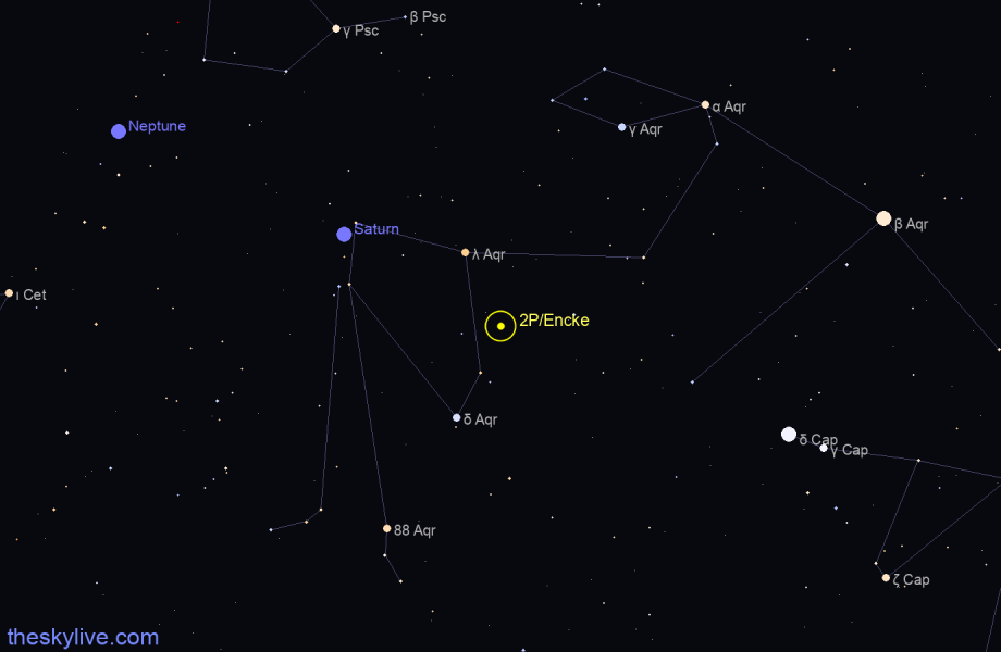 Finder chart of 2P/Encke in Aquarius on April,26 2024