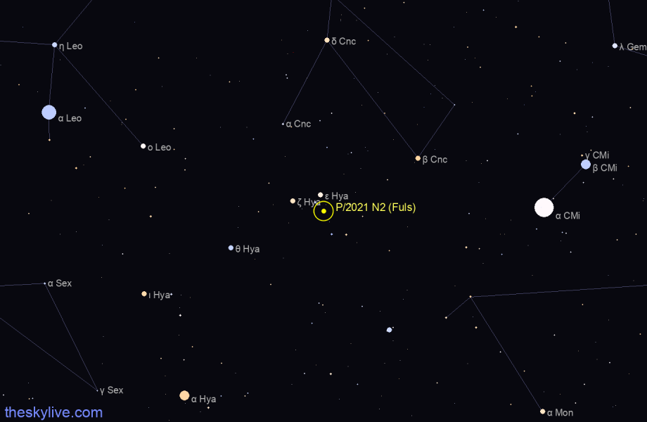 Finder chart of P/2021 N2 (Fuls) in Hydra on April,29 2024