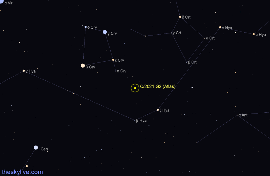 Finder chart of C/2021 G2 (Atlas) in Hydra on April,28 2024
