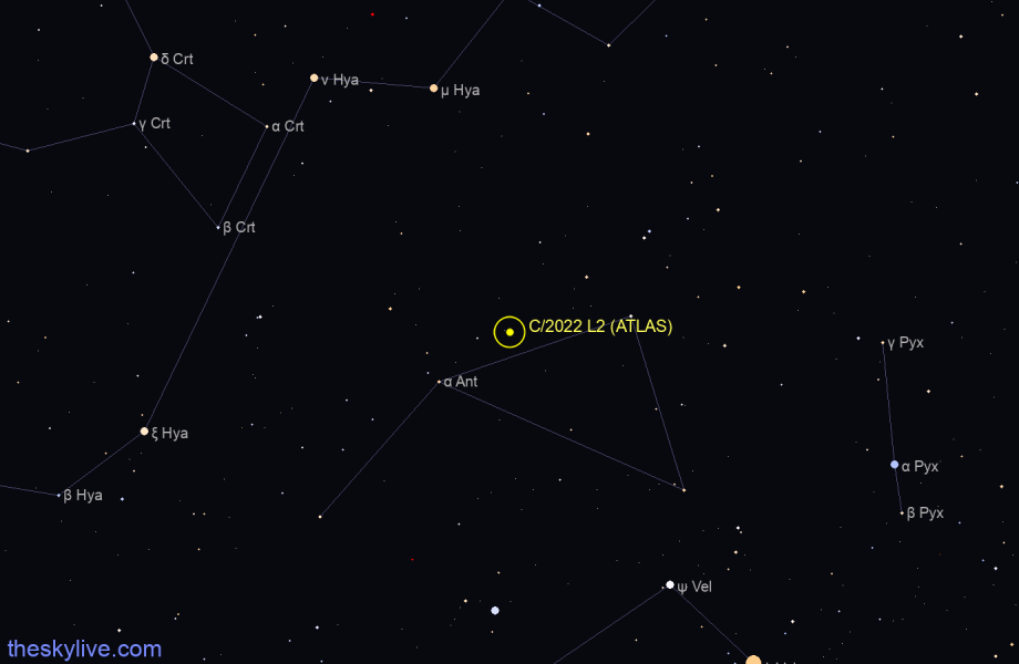 Finder chart of C/2022 L2 (ATLAS) in Hydra on April,28 2024